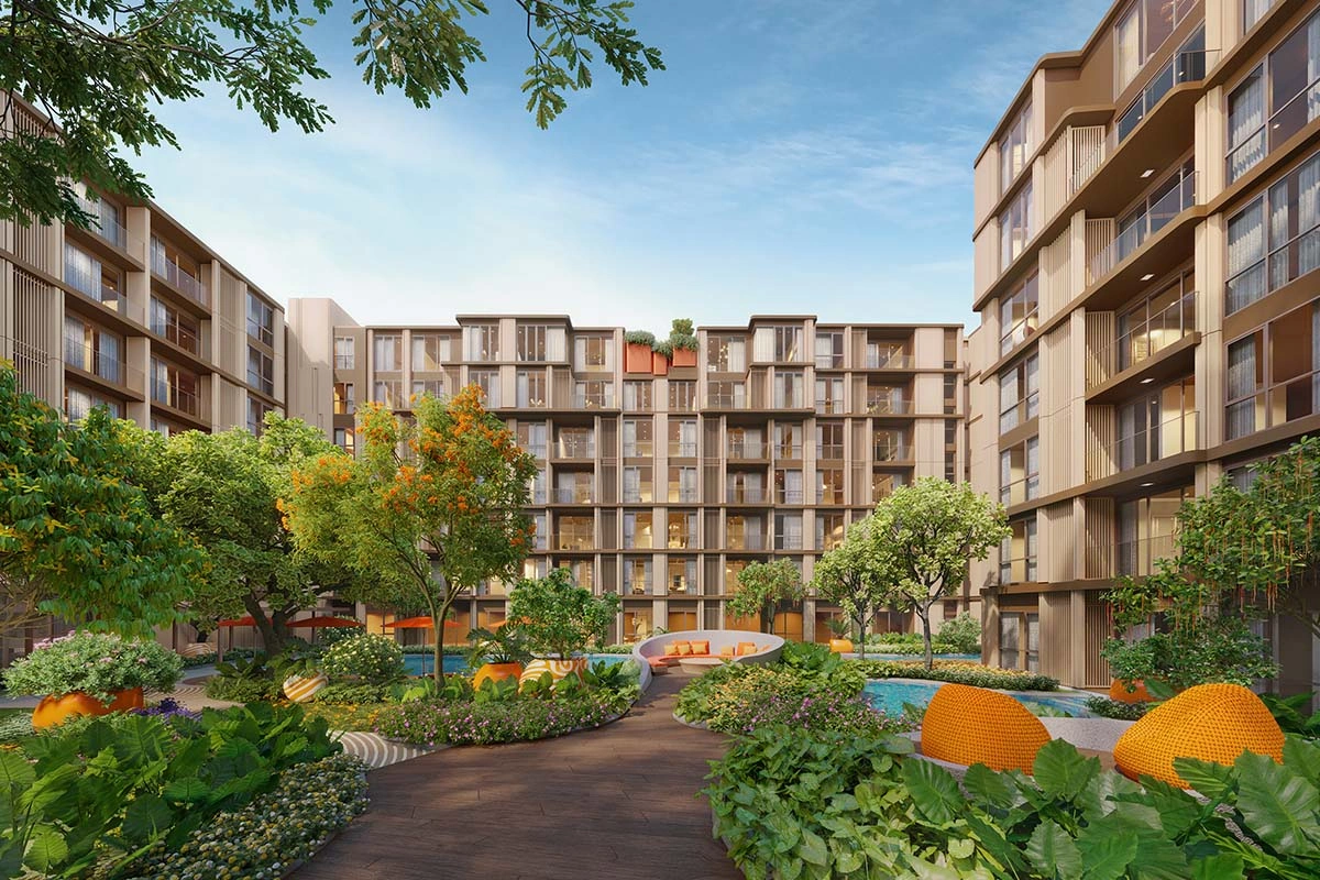 Сады и жилые корпуса CANVAZ Palette Cherngtalay — визуализация Sansiri